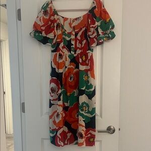 Floral Puff Sleeve Dress Sz M